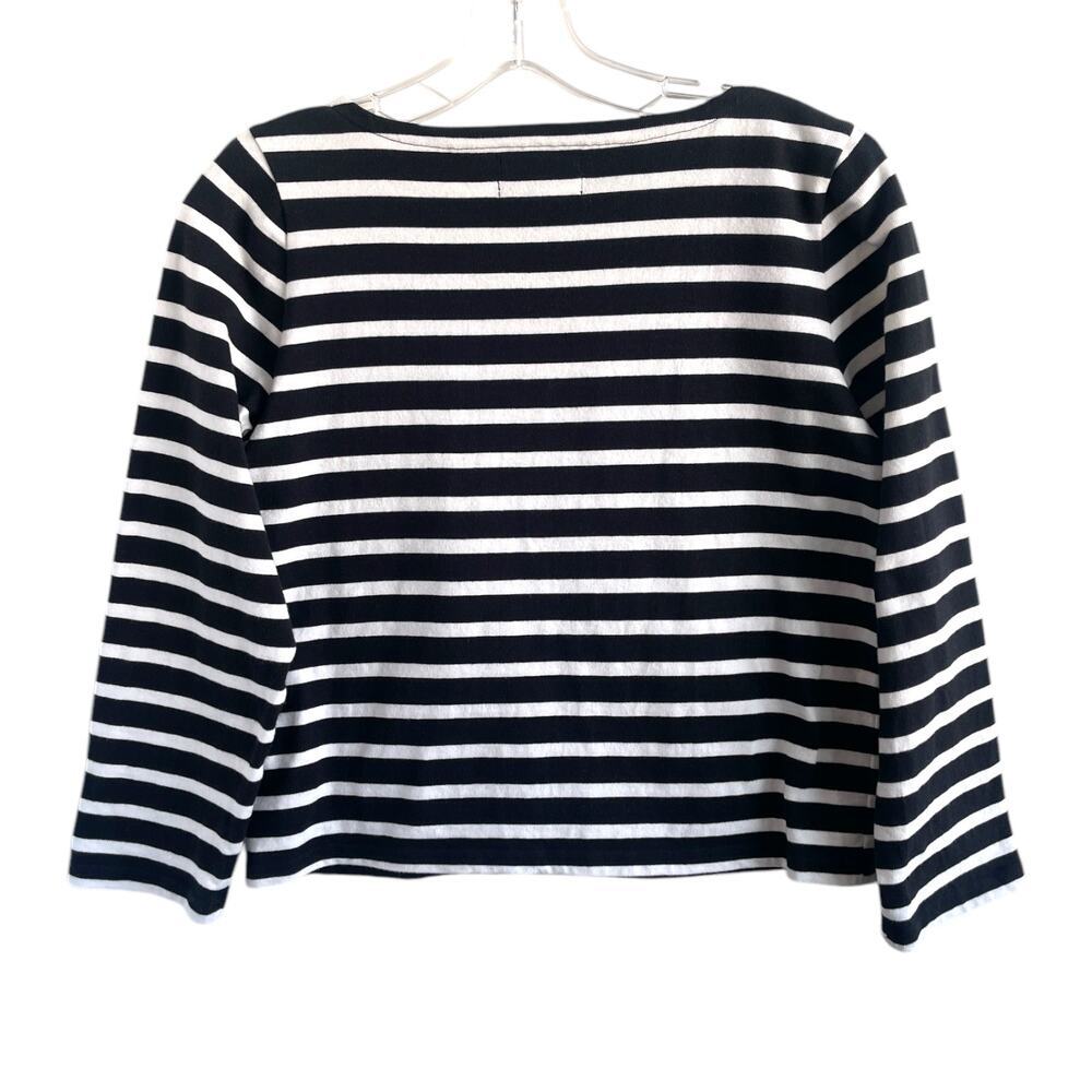 J Crew Sz XS Classic Mariner Cloth T-Shirt Black Boatneck Stripe Preppy Nautical - Picture 3 of 12